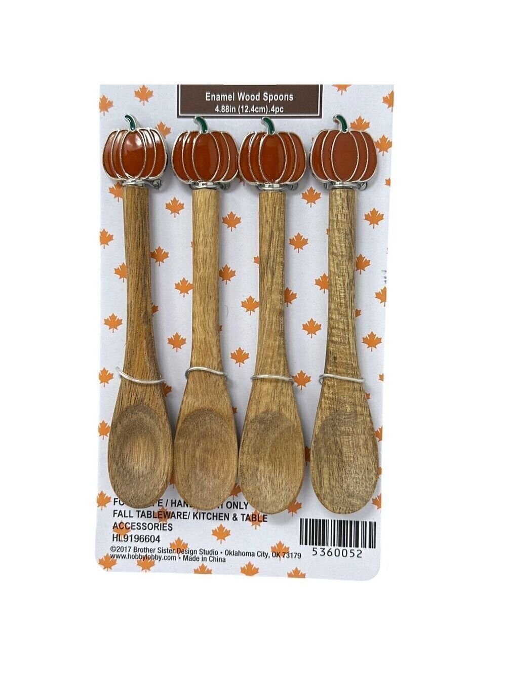 Pumpkin Wood Spoon Set Of 4 Fall Autumn Country Farmhouse Modern Holiday New